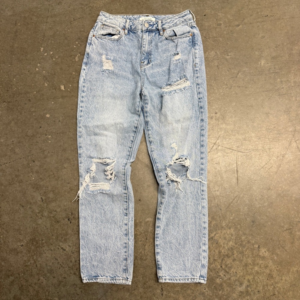 PacSun Womens Light Wash Distressed High Rise Mom Jeans Size 27 Ripped Denim
